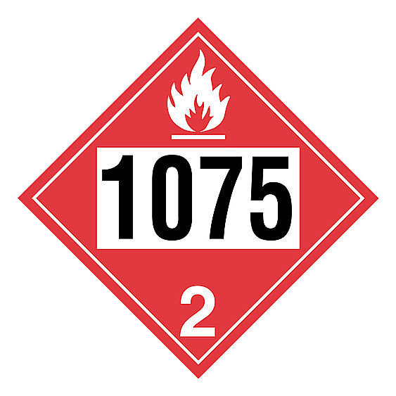PLACARD/SIGN  1075 FLAMMABLE GAS RIGID PLASTIC