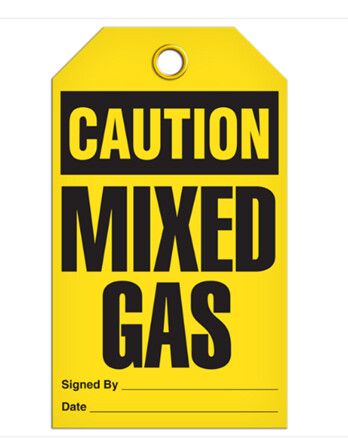 CAUTION MIXED GAS TAG