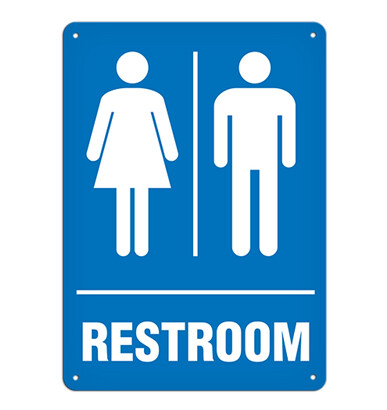 WASHROOM/RESTROOM ADHESIVE VINYL SIGN 7&quot; X 10&quot;
