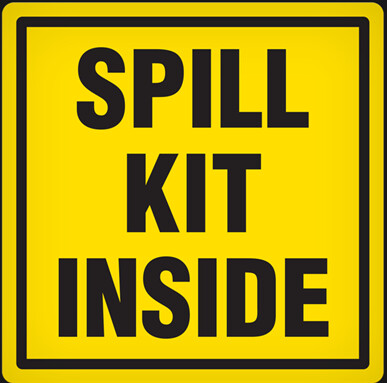 SPILL KIT INSIDE ADHESIVE VINYL VEHICLE SAFETY DECAL SIGN 4 X 4&quot;