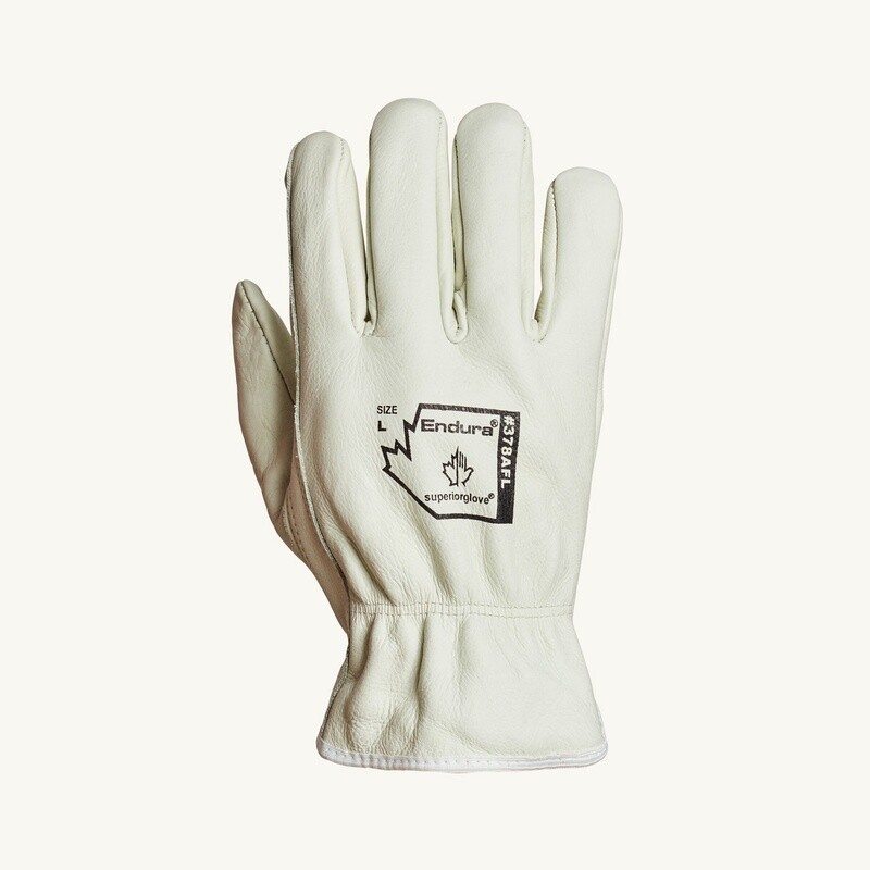SUP-378AFL GLOVES - COWGRAIN AMERICAN DRIVER - ELASTIC BACK - FLEECE LINED