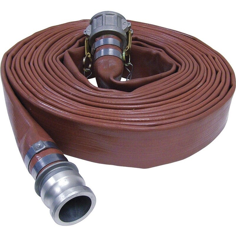 BROWN PVC LAYFLAT WATER DISCHARGE HOSE ASSEMBLY