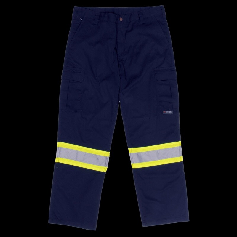 RELAXED FIT TWILL SAFETY CARGO UTILITY PANT NAVY W SAFETY STRIPES