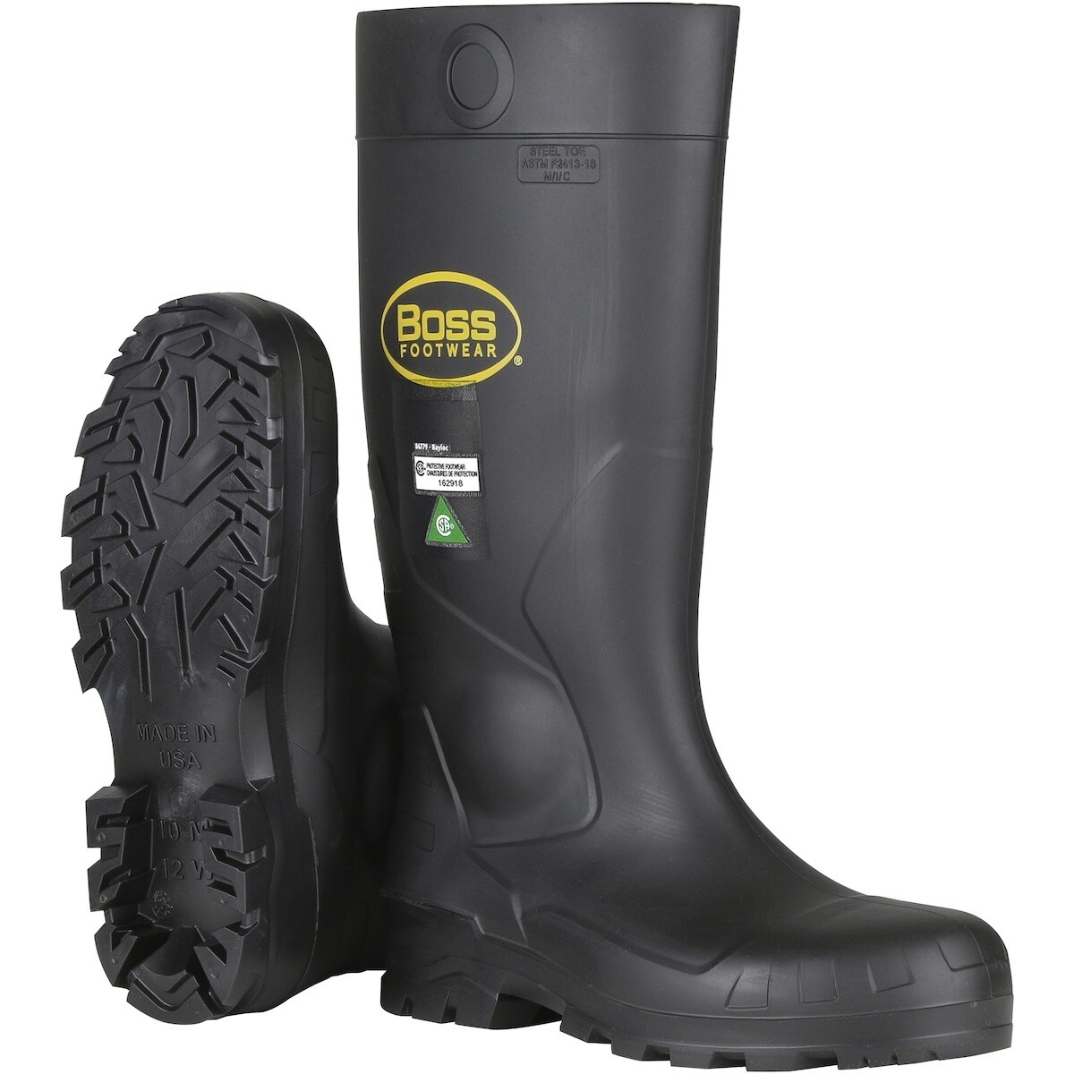 BOSS Black PVC Full Safety Steel Toe and Midsole Boot