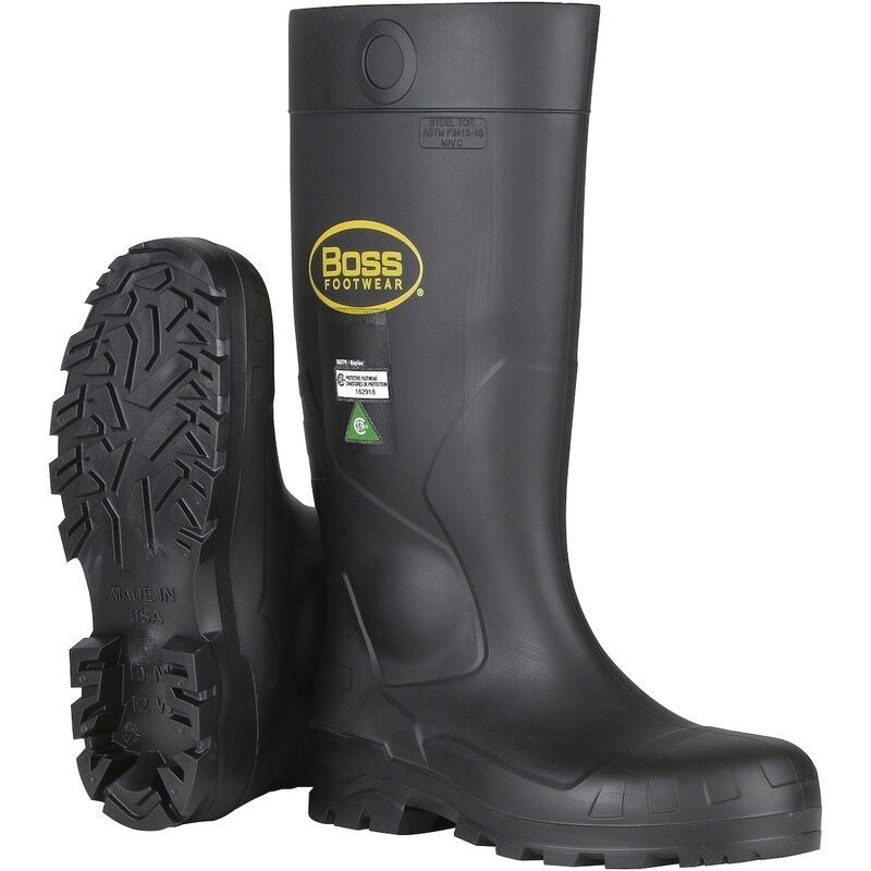 BOSS Black PVC Full Safety Steel Toe and Midsole Boot - FINAL SALE