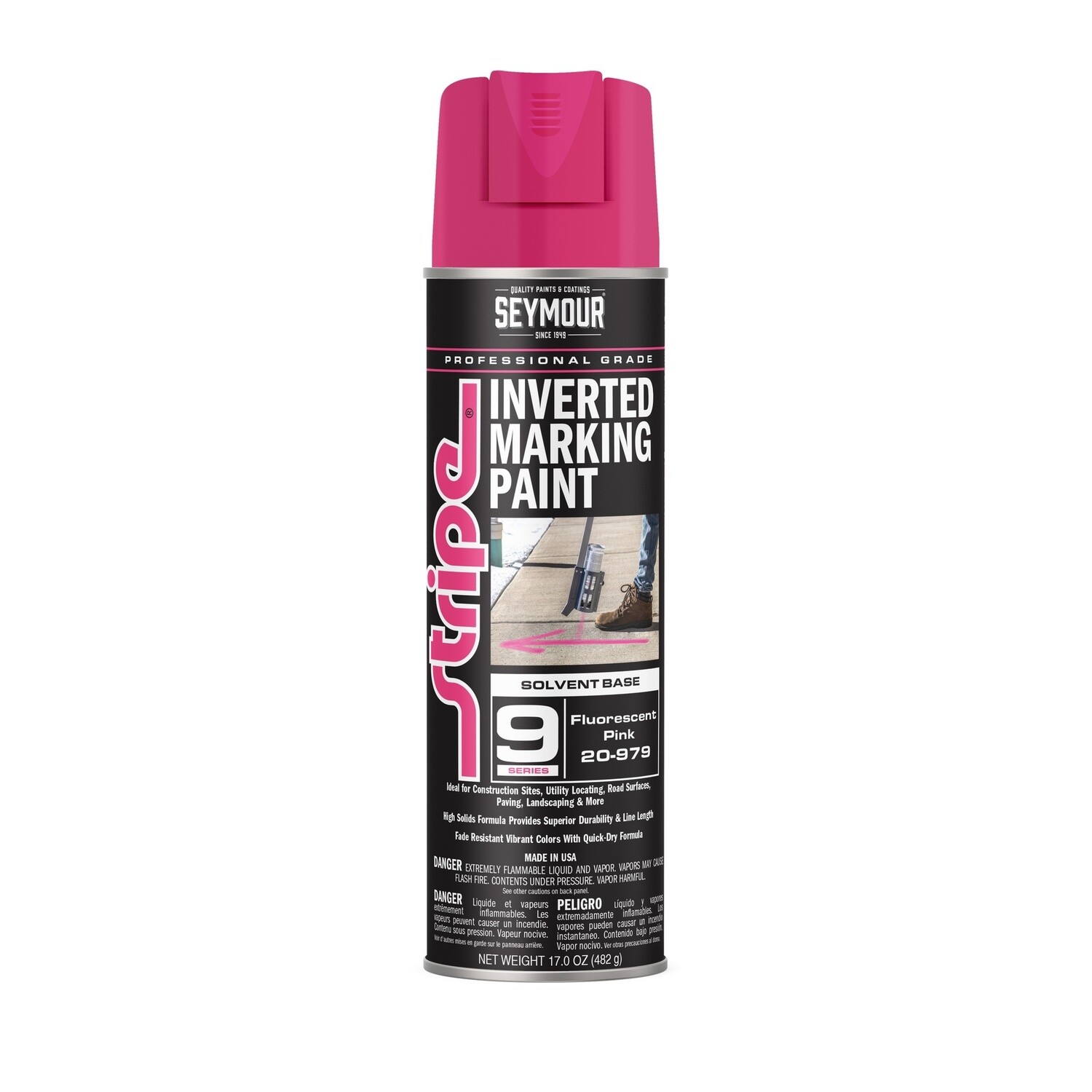 SEYMOUR SOLVENT BASED INVERTED GROUND MARKING PAINT 17 OZ, Color: Pink