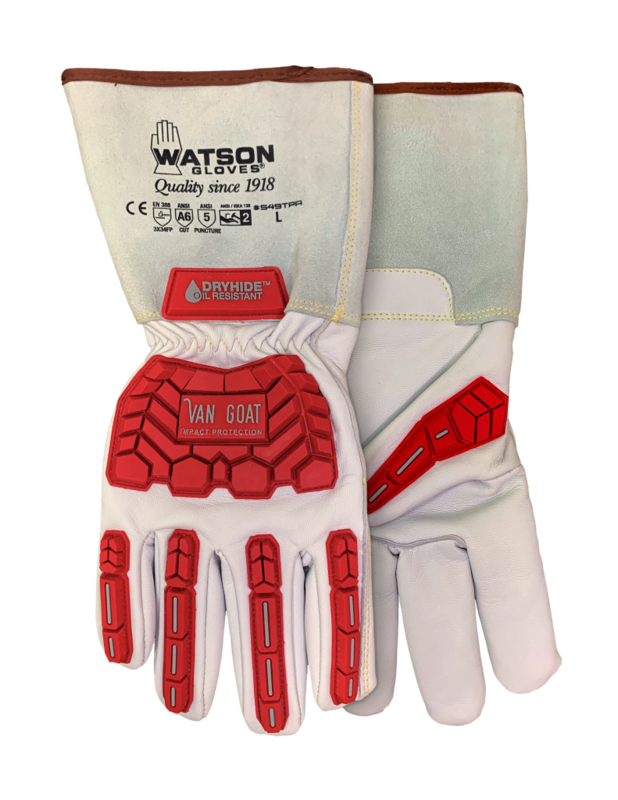 WAT-549TPR VAN GOAT IMPACT A5 CUTSHIELD A6/EN 388 LEVEL E FULL GRAIN LEATHER GLOVE W/ GAUNTLET
