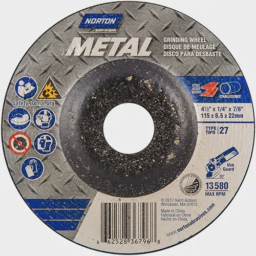 4-1/2&quot; X 1/4&quot; X 7/8&quot; METAL GRINDING WHEEL