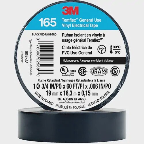SCN-XI861 ELECTRICAL TAPE VINYL TEMFLEX BLACK 19MMX18M ROLL
