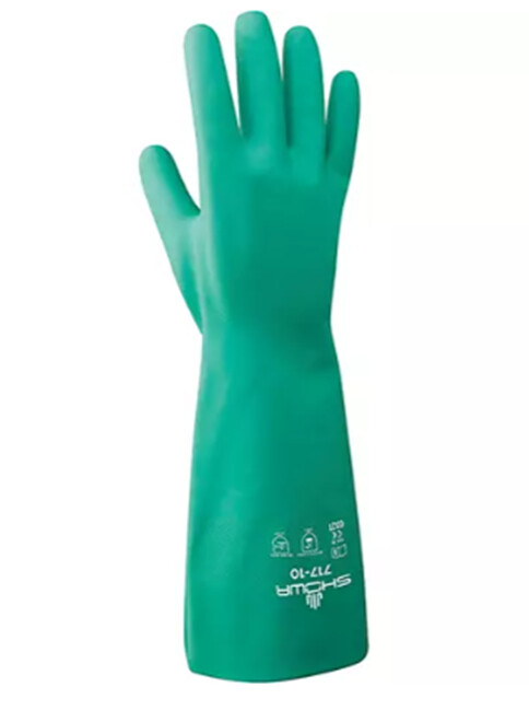 CHEMICAL RESISTANT GLOVE NITRILE UNLINED 11 MIL 13&quot;