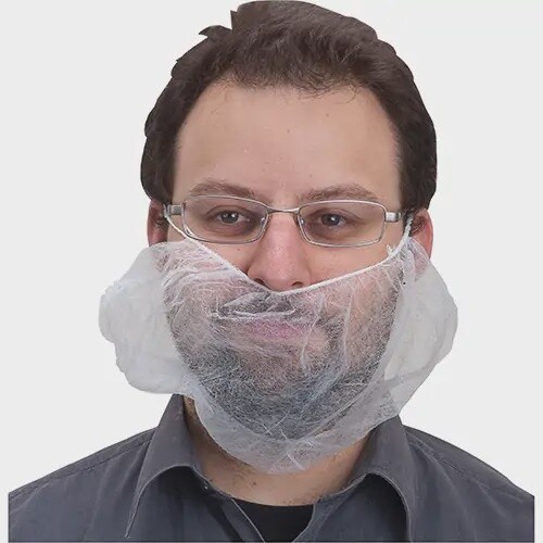 BEARD NET, NON WOVEN, STRING, WHITE 100/BAG