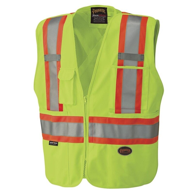 HI-VIS SAFETY TEAR AWAY MESH BACK VEST - YELLOW/GREEN