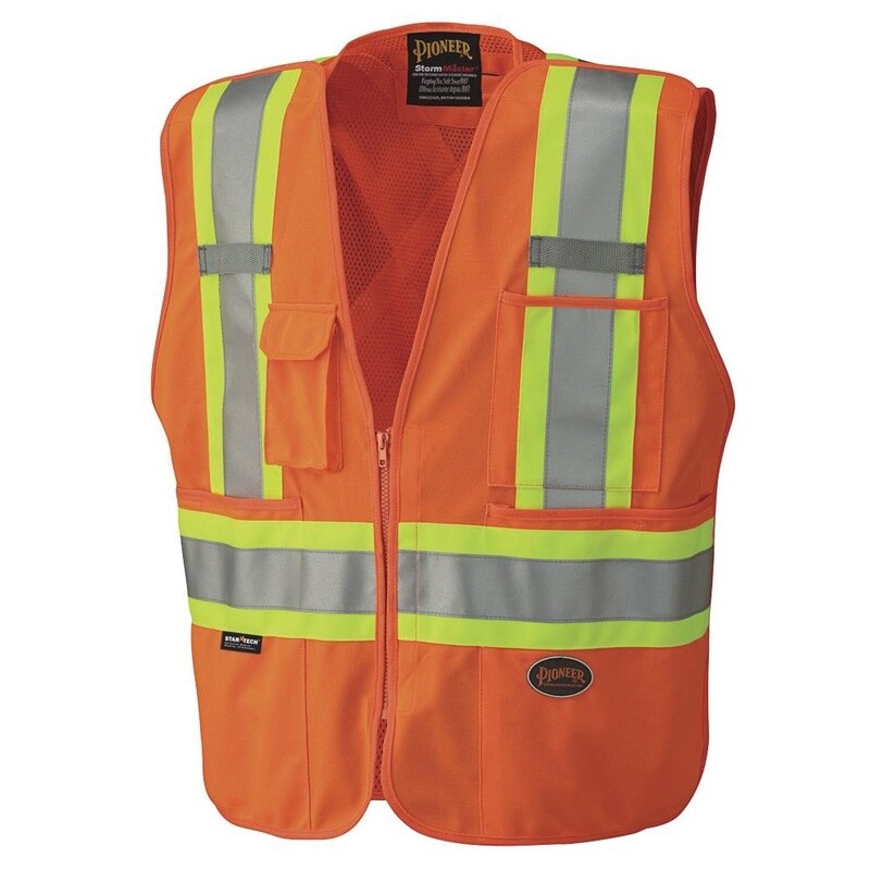 HI-VIS SAFETY TEAR-AWAY MESH BACK VEST - ORANGE