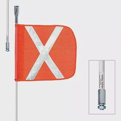 HD FIBRGLASS 5&#39; WHIP W\ORANGE REFLECTIVE XFLAG &amp; LAMP SOCKET