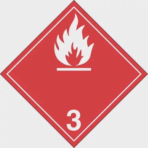 SIGN TDG STYRENE CLASS 3 FLAMMABLE LIQUIDS