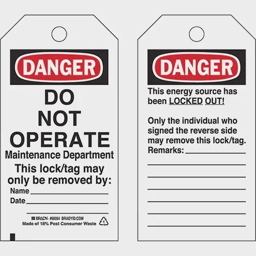 TAG LOCKOUT DO NOT OPERATE #2 CRDSTK 25/PKG