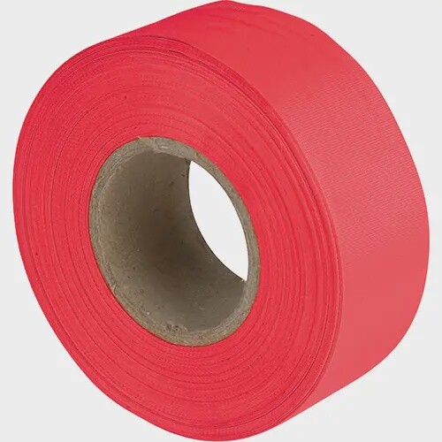 TAPE - FLAGGING - FLUO RED - 1-3/16" X 150
