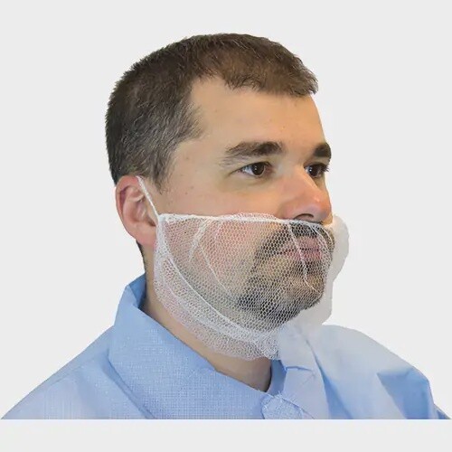 WHITE POLYESTER MESH BEARD NET 100/BG