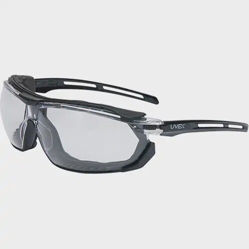 UVEX TIRADE SEALED SAFETY GLASSES, CLEAR LENS, ANTI-FOG COATING