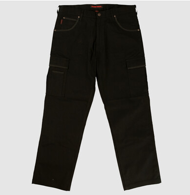 FLEX TWILL CARGO PANTS, Colour: Black, Size: 32 X 32