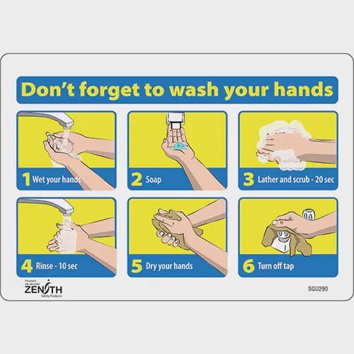 SIGN WASH YOUR HANDS PLASTIC 7&quot; X 10&quot;