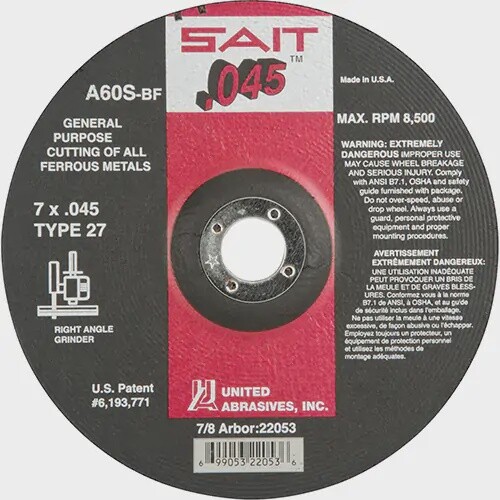 7&quot; X .045 X 7/8&quot; CUTTING WHEEL DEPRESSED CTR