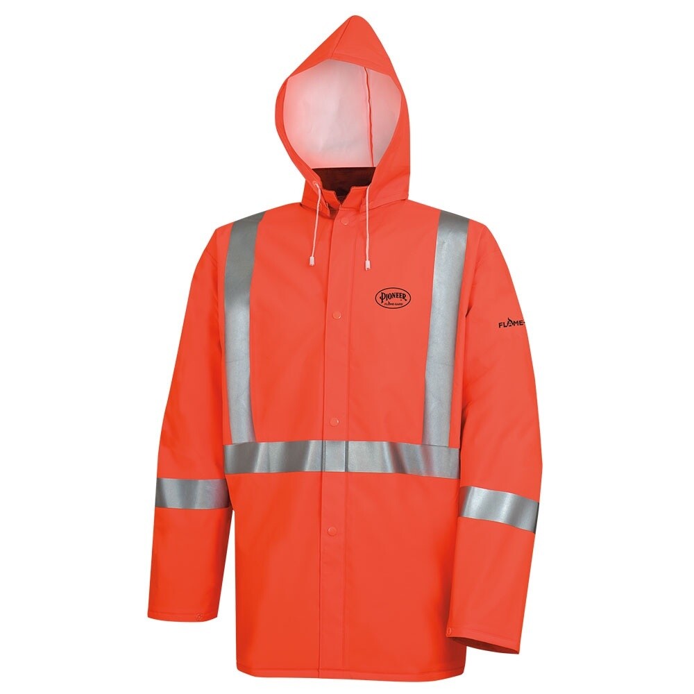 HI-VIS FR PVC RAIN JACKET WITH TAPE - LARGE