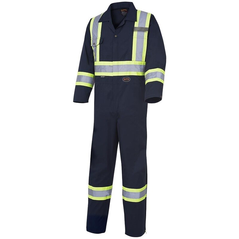 POLY COTTON SAFETY COVERALL WITH LEG ZIPPER NAVY