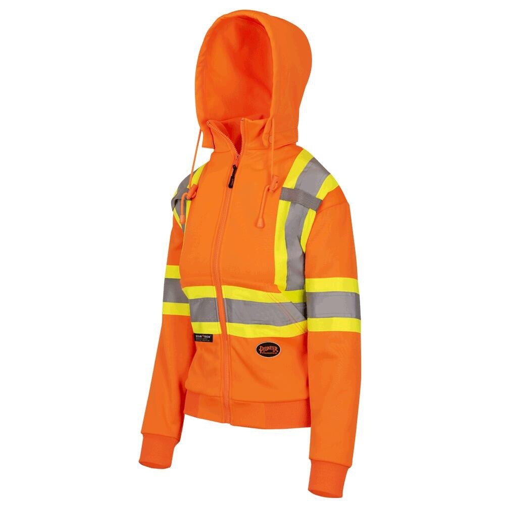 WOMENS POLAR FLEECE ZIP SAFETY HOODIE HIVIZ