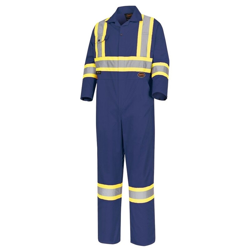 SAFETY COVERALL POLY/COTTON NAVY