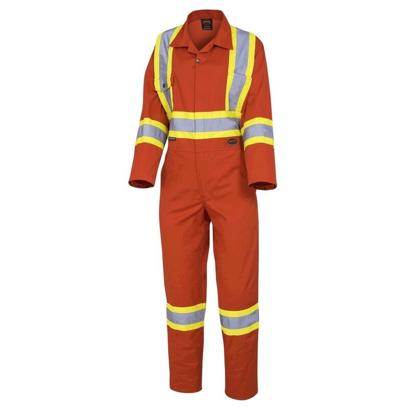 WOMENS HI-VIS POLY/COTTON COVERALL ORANGE