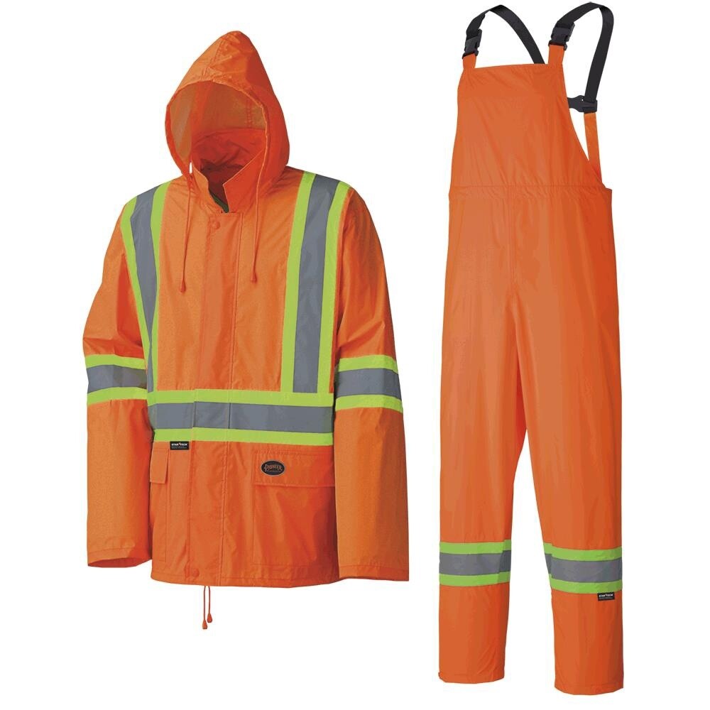 WATERPROOF LIGHTWEIGHT SAFETY RAIN SUIT - ORANGE, Size: S