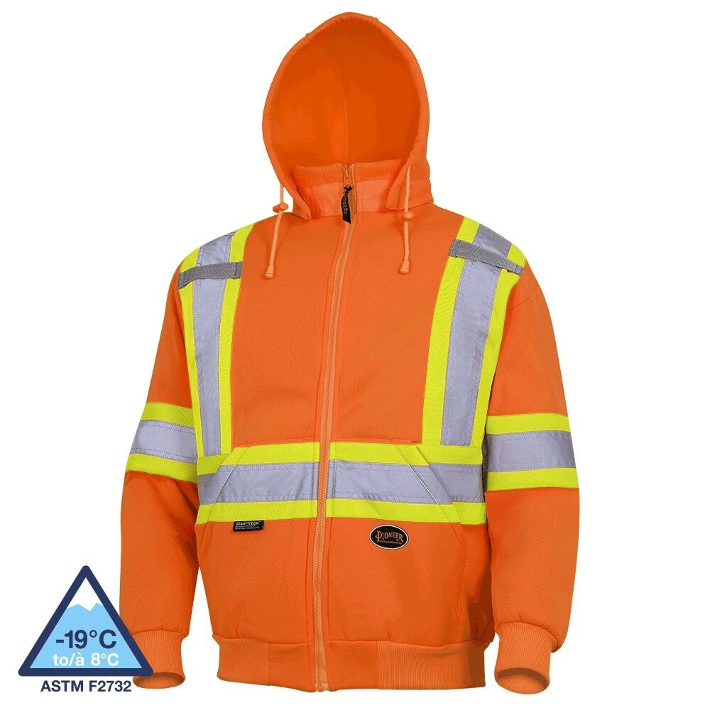 HOODIE HI-VIS ORANGE POLYESTER FLEECE, Size: 2XL