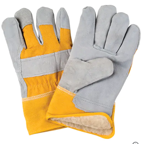 GLOVE -SAFETY YELLOW SPLIT COWHIDE - BOA LINING, Size: L