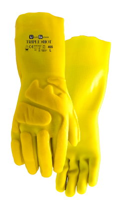 GLOVE - TRIPLE SHOT, HI-VIS YELLOW FULLY COATED PVC W/SDY FINISH - FINAL SALE NON RETURNABLE, Size: XL