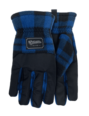 GLOVE FLEECE NAVIDAD BLUE PLAID, Size: XL