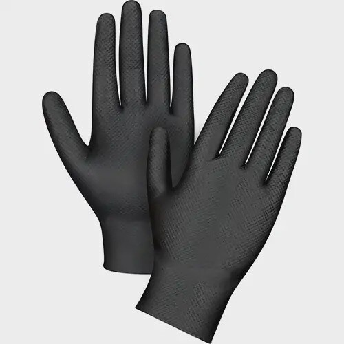 GLOVES, NITRILE DIP, DIAMOND, 8 MIL, BK 50/BOX, Size: 2XL