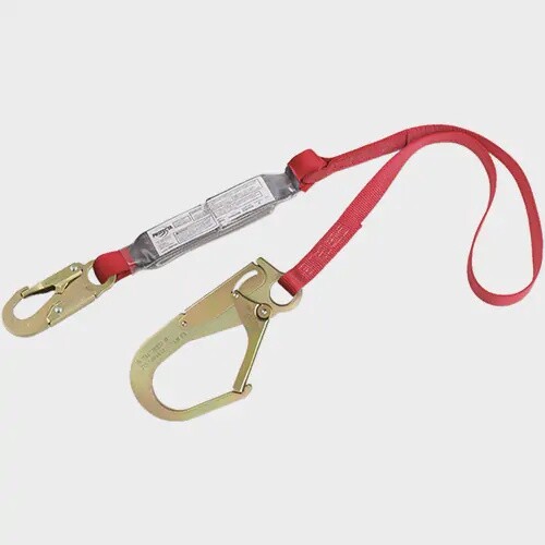 PRO™ Shock Absorbing Lanyards, 6&#39;, E4, Gate Hook Center, Snap Hook Leg Ends, Polyester