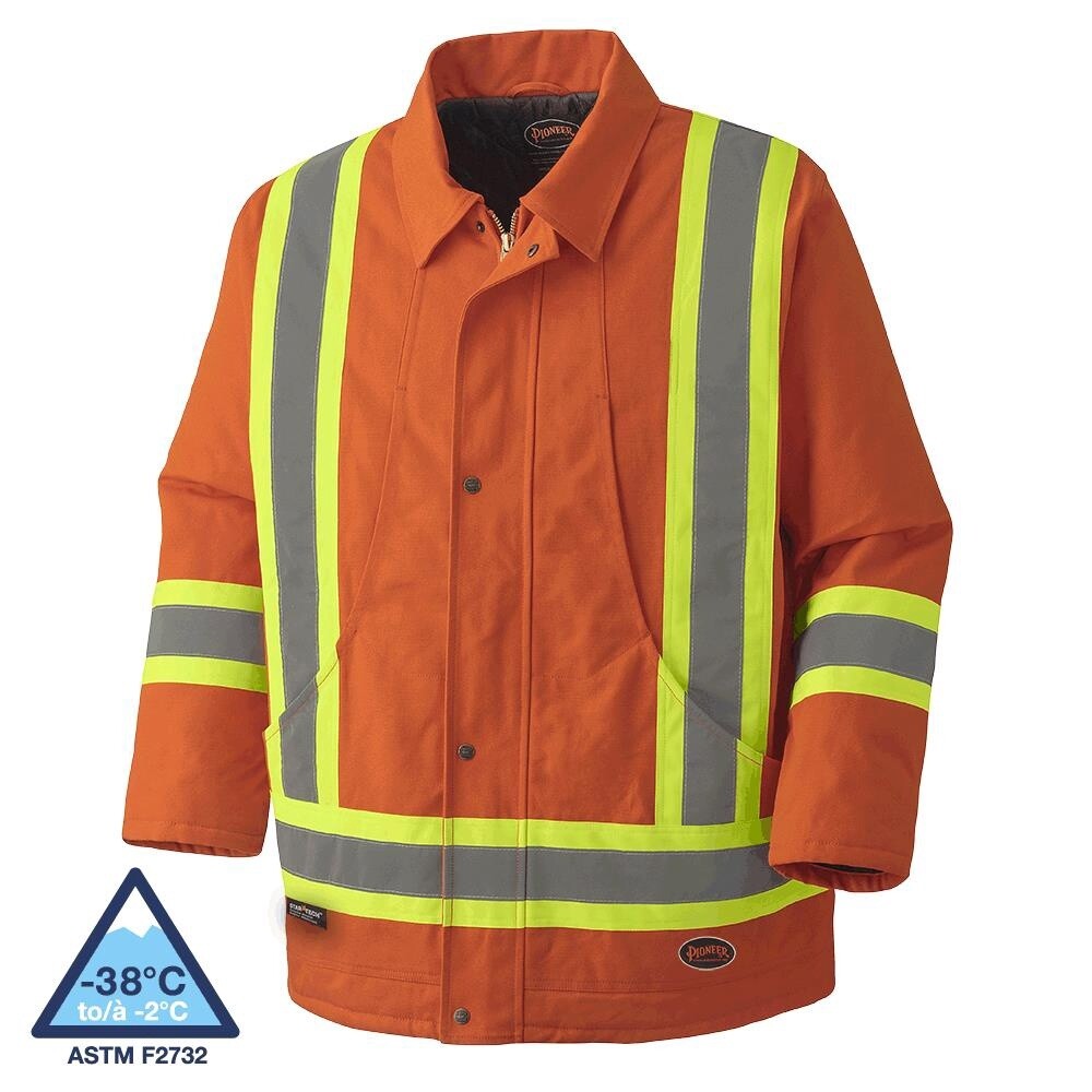 INSULATED SAFETY PARKA QUILTED COTTON DUCK ORANGE  (-38), Size: 2XL