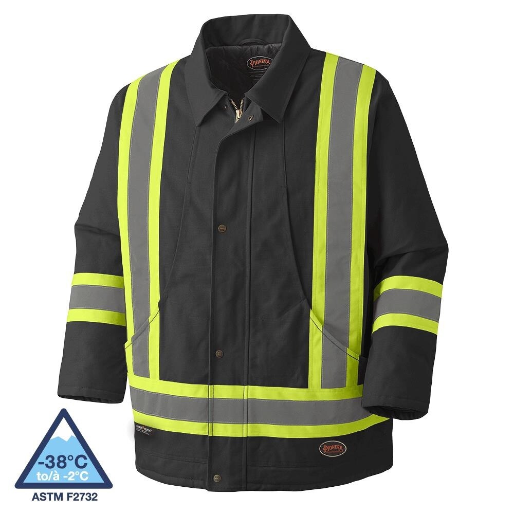 INSULATED SAFETY PARKA QUILTED COTTON DUCK BLACK (-38), Size: 2XL