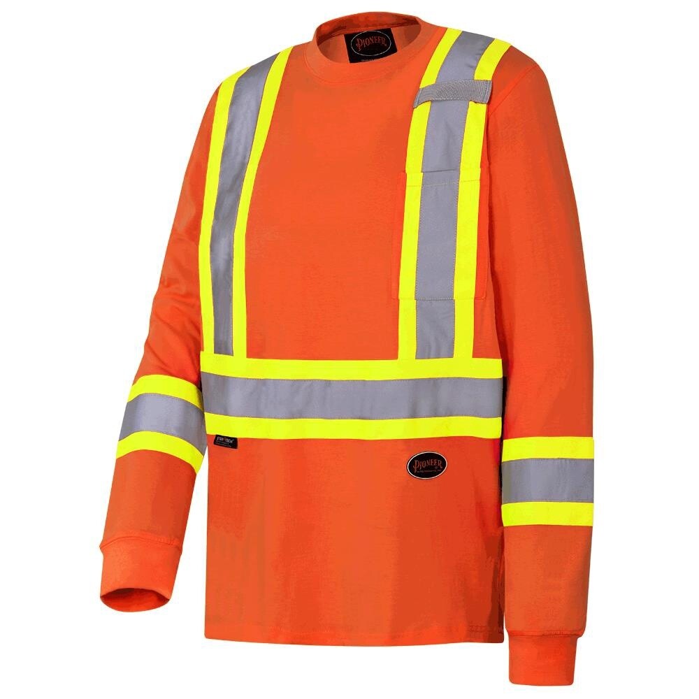COTTON LONG SLEEVE SAFETY SHIRT ORANGE, Size: Small