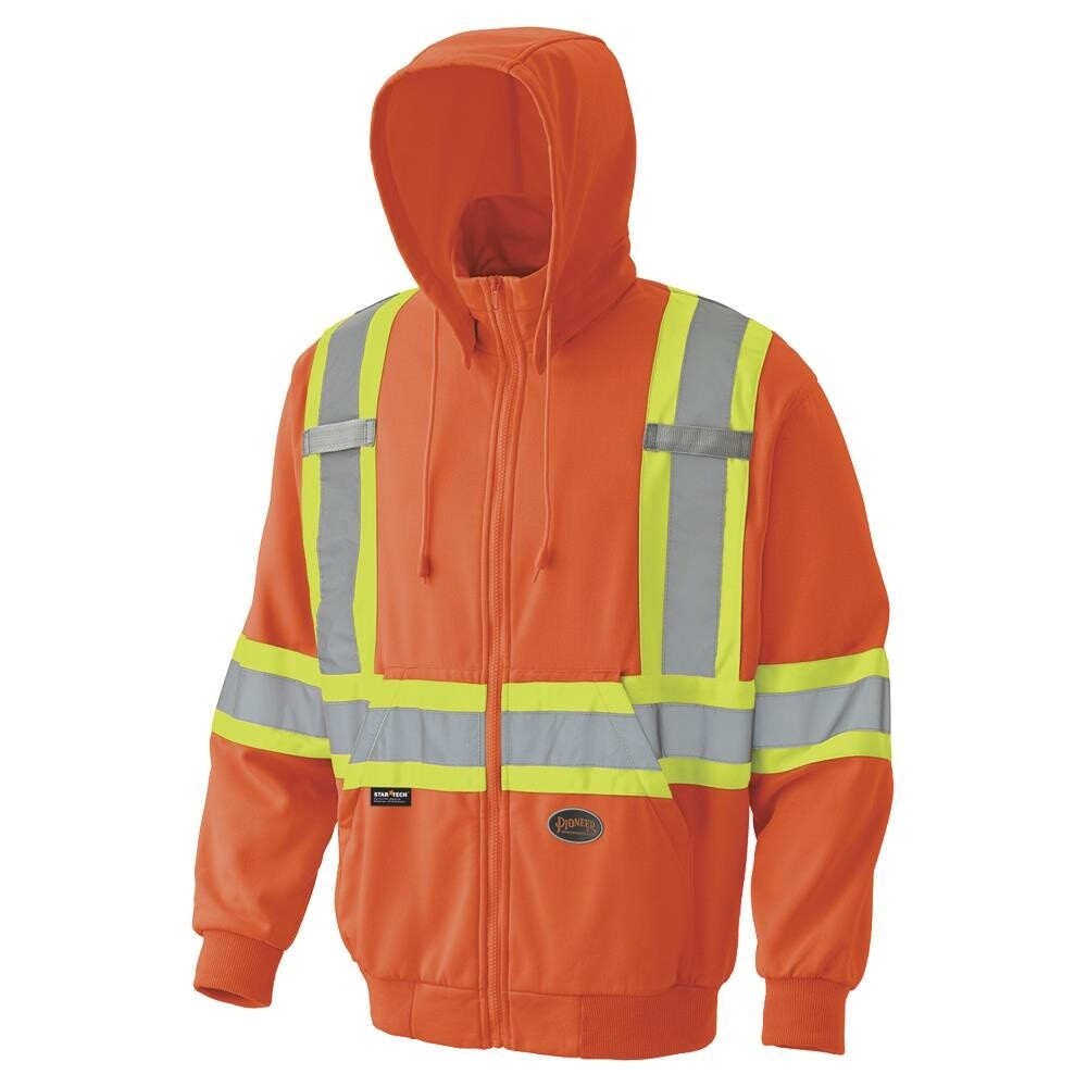 MICRO FLEECE ZIP SAFETY HOODIE HI-VIS ORANGE, Size: 2XL