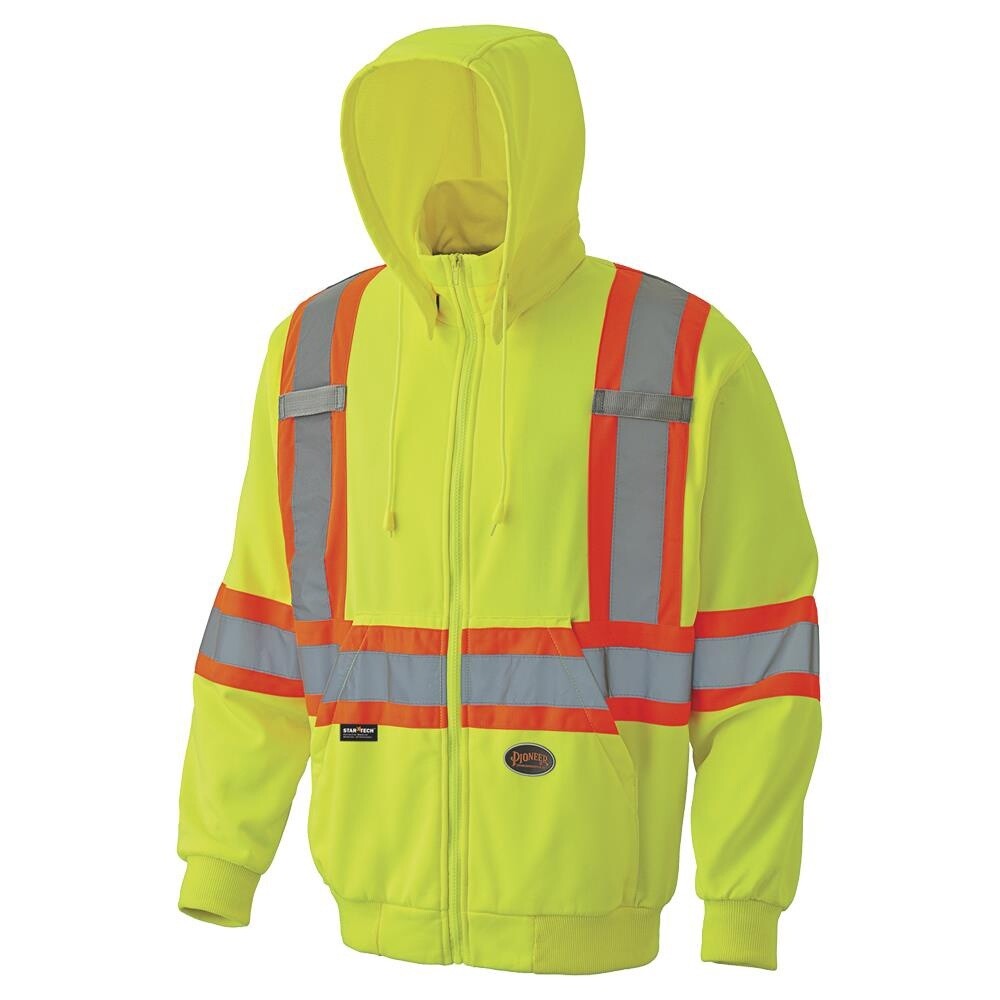 MICRO FLEECE ZIP SAFETY HOODIE HIVIZ YELLOW/GREEN 2 XL, Size: 2XL