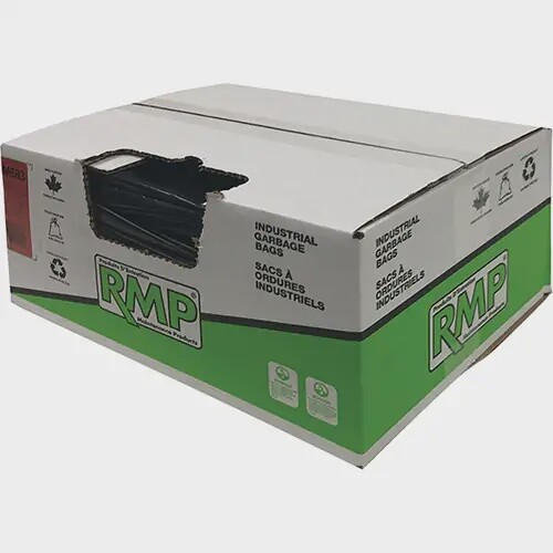 Industrial Garbage Bags, Regular, 26&quot; W x 36&quot; L, 0.7 mils, Black, Open Top