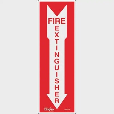 SIGN 12&quot; X 4&quot; FIRE EXT ARROW DOWN VINYL