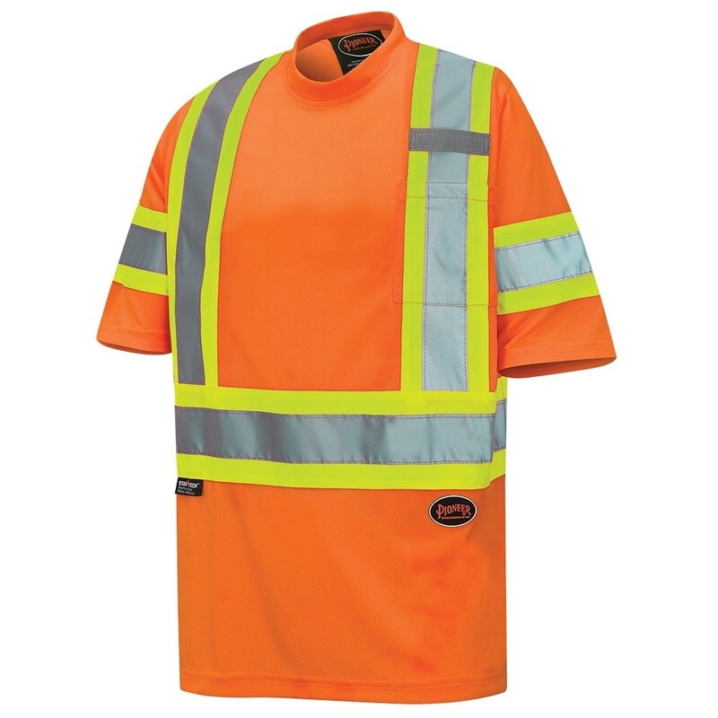 BIRDSEYE TRAFFIC TSHIRT TAPE ON SLEEVE ORANGE 2XL