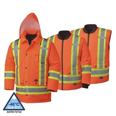 WATERPROOF 7 IN 1 SAFETY PARKA HI VIS ORANGE