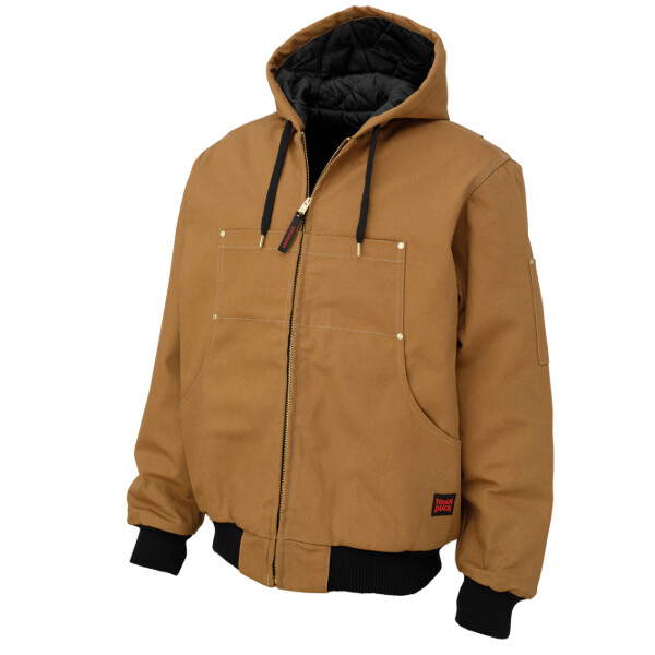 HOODED BOMBER JACKET BROWN