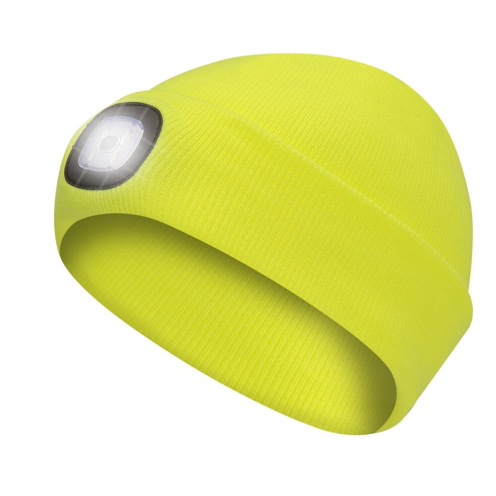KNIT TOQUE W/LED HEADLIGHT, Colour: HI-VIZ YELLOW