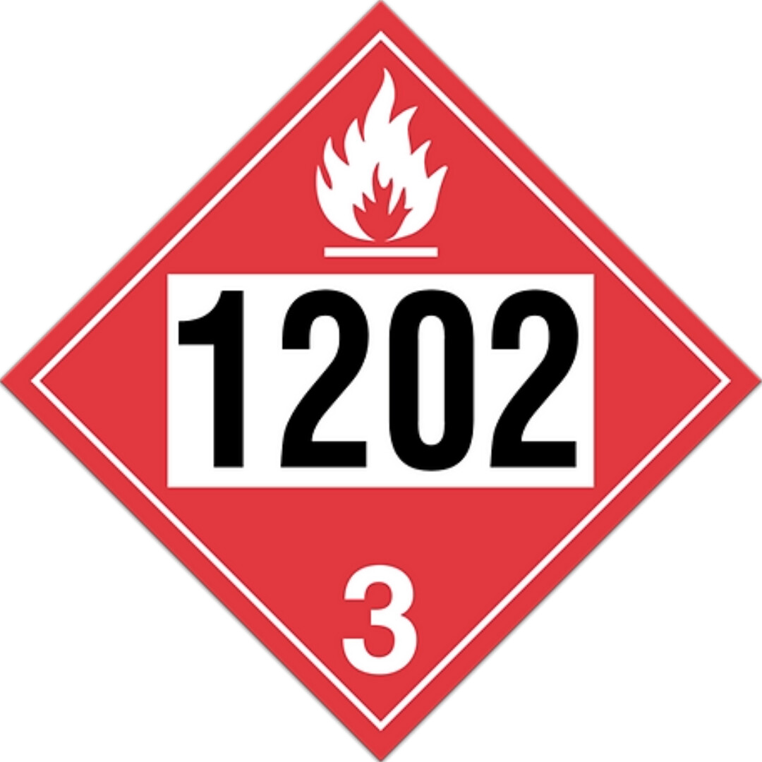 CLASS 3 (UN1202) PLACARD - GAS OIL, DIESEL FUEL, HEATING OIL RIGID PLASTIC